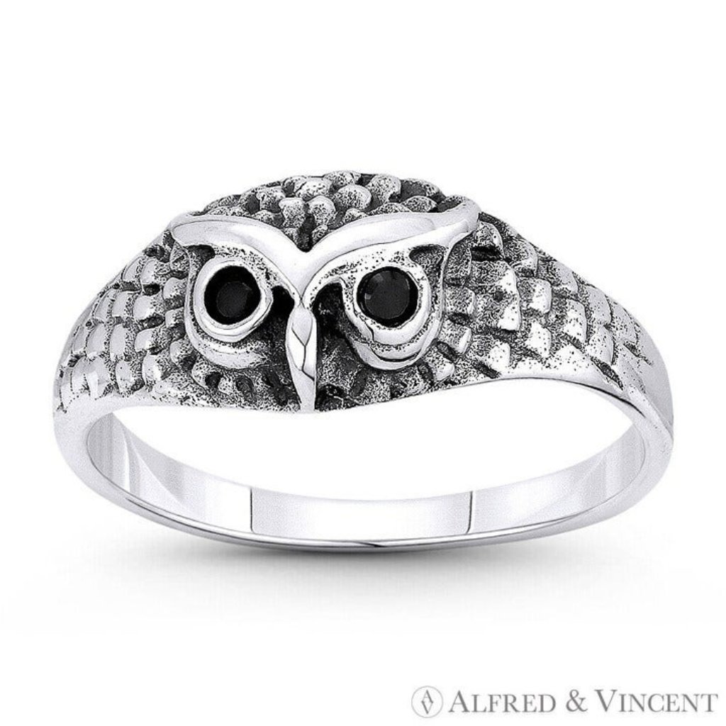 Owl Animal Charm Knowledge & Wisdom Totem Ring In 925 Sterling Silver - Size 8